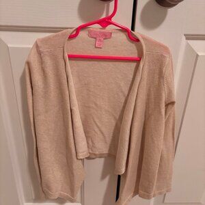 Lilly Pulitzer Girls ~ Gold Shimmer Waterfront Open Cardigan - Size 6-7 (Med)